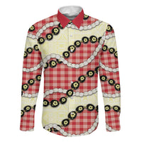 Red Palaka Hawaii Family Matching Mermaid Dress and Hawaiian Shirt Kukui Nut Pikake Lei Hawaiian Tapa Pattern LT14 Dad's Shirt - Long Sleeve Red - Polynesian Pride