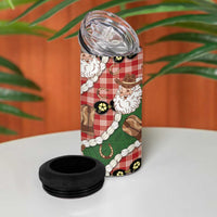 Cowboy Hawaii Mele Kalikimaka 4 in 1 Can Cooler Tumbler Paniolo Kukui Nut Pikake Lei Red Version LT14 - Polynesian Pride