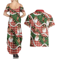 Cowboy Hawaii Mele Kalikimaka Couples Matching Summer Maxi Dress and Hawaiian Shirt Paniolo Kukui Nut Pikake Lei Red Version LT14 - Polynesian Pride