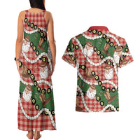 Cowboy Hawaii Mele Kalikimaka Couples Matching Tank Maxi Dress and Hawaiian Shirt Paniolo Kukui Nut Pikake Lei Red Version LT14 - Polynesian Pride