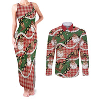 Cowboy Hawaii Mele Kalikimaka Couples Matching Tank Maxi Dress and Long Sleeve Button Shirt Paniolo Kukui Nut Pikake Lei Red Version LT14 Red - Polynesian Pride