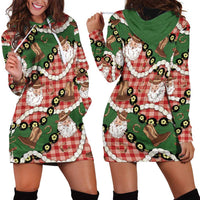 Cowboy Hawaii Mele Kalikimaka Hoodie Dress Paniolo Kukui Nut Pikake Lei Red Version LT14 - Polynesian Pride