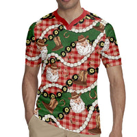 Cowboy Hawaii Mele Kalikimaka Rugby Jersey Paniolo Kukui Nut Pikake Lei Red Version - Polynesian Pride