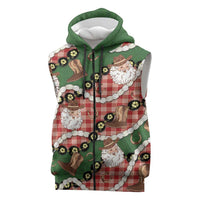 Cowboy Hawaii Mele Kalikimaka Sleeveless Zip Hoodie Paniolo Kukui Nut Pikake Lei Red Version LT14 Red - Polynesian Pride