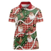 Cowboy Hawaii Mele Kalikimaka Women Polo Shirt Paniolo Kukui Nut Pikake Lei Red Version LT14 Female Red - Polynesian Pride