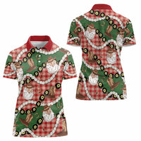 Cowboy Hawaii Mele Kalikimaka Women Polo Shirt Paniolo Kukui Nut Pikake Lei Red Version LT14 - Polynesian Pride