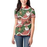 Cowboy Hawaii Mele Kalikimaka Women Polo Shirt Paniolo Kukui Nut Pikake Lei Red Version LT14 - Polynesian Pride