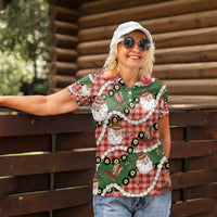 Cowboy Hawaii Mele Kalikimaka Women Polo Shirt Paniolo Kukui Nut Pikake Lei Red Version LT14 - Polynesian Pride