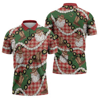Cowboy Hawaii Mele Kalikimaka Zipper Polo Shirt Paniolo Kukui Nut Pikake Lei Red Version - Polynesian Pride