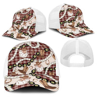 Cowboy Hawaii Mele Kalikimaka Baseball Net Cap Paniolo Kukui Nut Pikake Lei Burgundy Version - Polynesian Pride