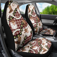 Cowboy Hawaii Mele Kalikimaka Car Seat Cover Paniolo Kukui Nut Pikake Lei Burgundy Version LT14 - Polynesian Pride