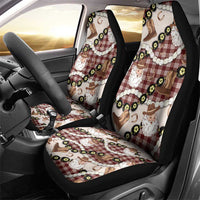 Cowboy Hawaii Mele Kalikimaka Car Seat Cover Paniolo Kukui Nut Pikake Lei Burgundy Version LT14 - Polynesian Pride