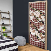 Cowboy Hawaii Mele Kalikimaka Door Cover Paniolo Kukui Nut Pikake Lei Burgundy Version LT14 - Polynesian Pride