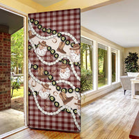 Cowboy Hawaii Mele Kalikimaka Door Cover Paniolo Kukui Nut Pikake Lei Burgundy Version LT14 - Polynesian Pride