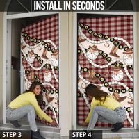 Cowboy Hawaii Mele Kalikimaka Door Cover Paniolo Kukui Nut Pikake Lei Burgundy Version LT14 - Polynesian Pride