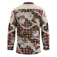 Cowboy Hawaii Mele Kalikimaka Hockey Jersey Paniolo Kukui Nut Pikake Lei Burgundy Version LT14 - Polynesian Pride