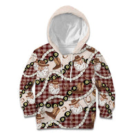 Cowboy Hawaii Mele Kalikimaka Kid Hoodie Paniolo Kukui Nut Pikake Lei Burgundy Version - Polynesian Pride