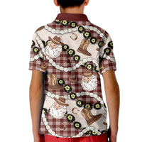 Cowboy Hawaii Mele Kalikimaka Kid Polo Shirt Paniolo Kukui Nut Pikake Lei Burgundy Version LT14 - Polynesian Pride