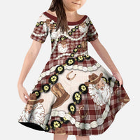 Cowboy Hawaii Mele Kalikimaka Kid Short Sleeve Dress Paniolo Kukui Nut Pikake Lei Burgundy Version LT14 KID Burgundy - Polynesian Pride