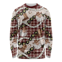 Cowboy Hawaii Mele Kalikimaka Long Sleeve Shirt Paniolo Kukui Nut Pikake Lei Burgundy Version LT14 Unisex Burgundy - Polynesian Pride