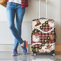 Cowboy Hawaii Mele Kalikimaka Luggage Cover Paniolo Kukui Nut Pikake Lei Burgundy Version LT14 - Polynesian Pride