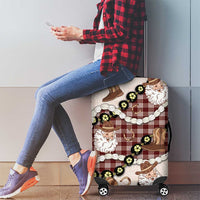 Cowboy Hawaii Mele Kalikimaka Luggage Cover Paniolo Kukui Nut Pikake Lei Burgundy Version LT14 - Polynesian Pride