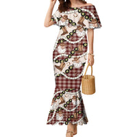 Cowboy Hawaii Mele Kalikimaka Mermaid Dress Paniolo Kukui Nut Pikake Lei Burgundy Version LT14 Women Burgundy - Polynesian Pride