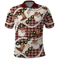 Cowboy Hawaii Mele Kalikimaka Polo Shirt Paniolo Kukui Nut Pikake Lei Burgundy Version LT14 Burgundy - Polynesian Pride