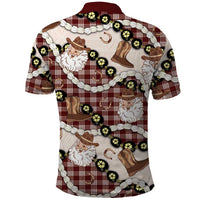 Cowboy Hawaii Mele Kalikimaka Polo Shirt Paniolo Kukui Nut Pikake Lei Burgundy Version LT14 - Polynesian Pride