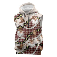 Cowboy Hawaii Mele Kalikimaka Sleeveless Hoodie Paniolo Kukui Nut Pikake Lei Burgundy Version LT14 Burgundy - Polynesian Pride