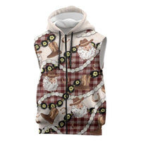 Cowboy Hawaii Mele Kalikimaka Sleeveless Zip Hoodie Paniolo Kukui Nut Pikake Lei Burgundy Version LT14 Burgundy - Polynesian Pride