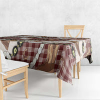 Cowboy Hawaii Mele Kalikimaka Tablecloth Paniolo Kukui Nut Pikake Lei Burgundy Version - Polynesian Pride