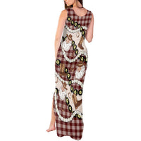 Cowboy Hawaii Mele Kalikimaka Tank Maxi Dress Paniolo Kukui Nut Pikake Lei Burgundy Version LT14 - Polynesian Pride