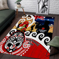 New Zealand Waitangi And ANZAC Day Area Rug Aotearoa Maori Tiki With Last Post LT14 Black - Polynesian Pride
