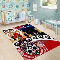 New Zealand Waitangi And ANZAC Day Area Rug Aotearoa Maori Tiki With Last Post LT14 - Polynesian Pride