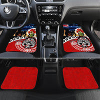 New Zealand Waitangi And ANZAC Day Car Mats Aotearoa Maori Tiki With Last Post LT14 Set 4pcs Black - Polynesian Pride
