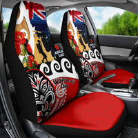 New Zealand Waitangi And ANZAC Day Car Seat Cover Aotearoa Maori Tiki With Last Post LT14 - Polynesian Pride
