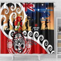 New Zealand Waitangi And ANZAC Day Shower Curtain Aotearoa Maori Tiki With Last Post LT14 - Polynesian Pride