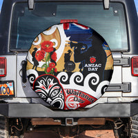 New Zealand Waitangi And ANZAC Day Spare Tire Cover Aotearoa Maori Tiki With Last Post LT14 Black - Polynesian Pride