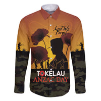 Tokelau ANZAC Day Family Matching Short Sleeve Bodycon Dress and Hawaiian Shirt Camouflage With Poppies Lest We Forget LT14 Dad's Shirt - Long Sleeve Yellow - Polynesian Pride