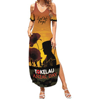 Tokelau ANZAC Day Family Matching Summer Maxi Dress and Hawaiian Shirt Camouflage With Poppies Lest We Forget LT14 Mom's Dress Yellow - Polynesian Pride