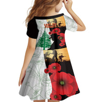 Norfolk Island ANZAC Day Family Matching Off Shoulder Long Sleeve Dress and Hawaiian Shirt Pine Tree With Poppies Lest We Forget LT14 - Polynesian Pride