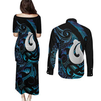 Hei Matau New Zealand Matariki Couples Matching Puletasi and Long Sleeve Button Shirt NZ Fish Hook Maori Art LT14 - Polynesian Pride