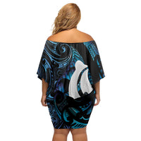 Hei Matau New Zealand Matariki Family Matching Off Shoulder Short Dress and Hawaiian Shirt NZ Fish Hook Maori Art LT14 - Polynesian Pride