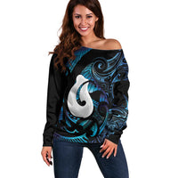 Hei Matau New Zealand Matariki Off Shoulder Sweater NZ Fish Hook Maori Art
