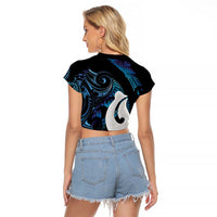 Hei Matau New Zealand Matariki Raglan Cropped T Shirt NZ Fish Hook Maori Art
