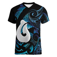 Hei Matau New Zealand Matariki Women V-Neck T-Shirt NZ Fish Hook Maori Art LT14 Female Purple - Polynesian Pride