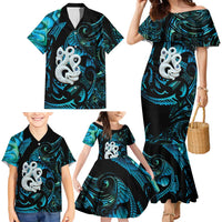 Manaia New Zealand Matariki Family Matching Mermaid Dress and Hawaiian Shirt NZ Paua Shell Maori Art LT14 - Polynesian Pride