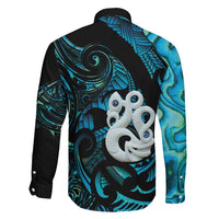 Manaia New Zealand Matariki Family Matching Off The Shoulder Long Sleeve Dress and Hawaiian Shirt NZ Paua Shell Maori Art LT14 - Polynesian Pride
