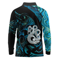 Manaia New Zealand Matariki Long Sleeve Polo Shirt NZ Paua Shell Maori Art
